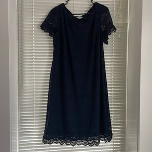 Navy Blue Lace Sheath Dress